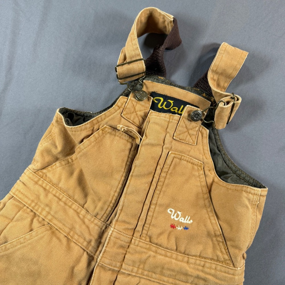 Walls Zero-Zone Youth Insulated Bib Overalls Brown Cotton Duck Z93620W Size 6 R